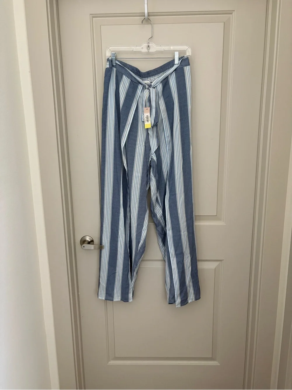 summersalt Blue and White Striped Tie-Waist Wide-Leg Pants NWT size M - Picture 3 of 6